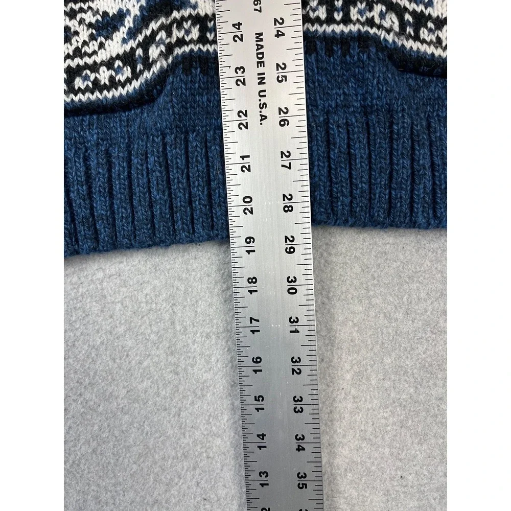 Old Navy Cardigan Mens XL Blue Fair Isle Shawl Collar Wool Blend Sweater